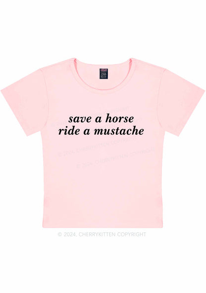 Ride A Mustache Y2K Baby Tee Cherrykitten