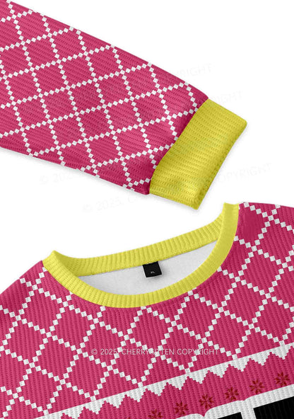 Pink Slxt Y2K Christmas Knit Sweatshirt Cherrykitten