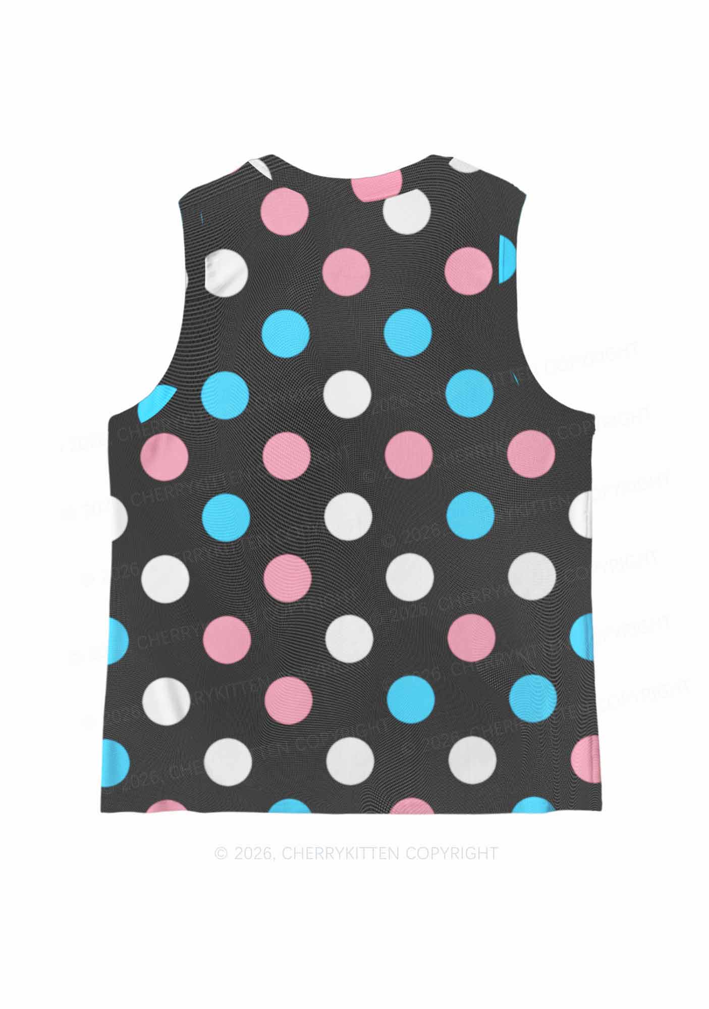 Trans Dots On Black Pride Y2K Mesh Muscle Tank Cherrykitten