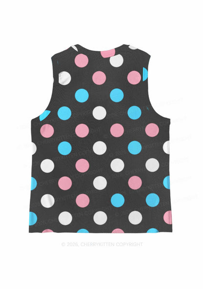 Trans Dots On Black Pride Y2K Mesh Muscle Tank Cherrykitten
