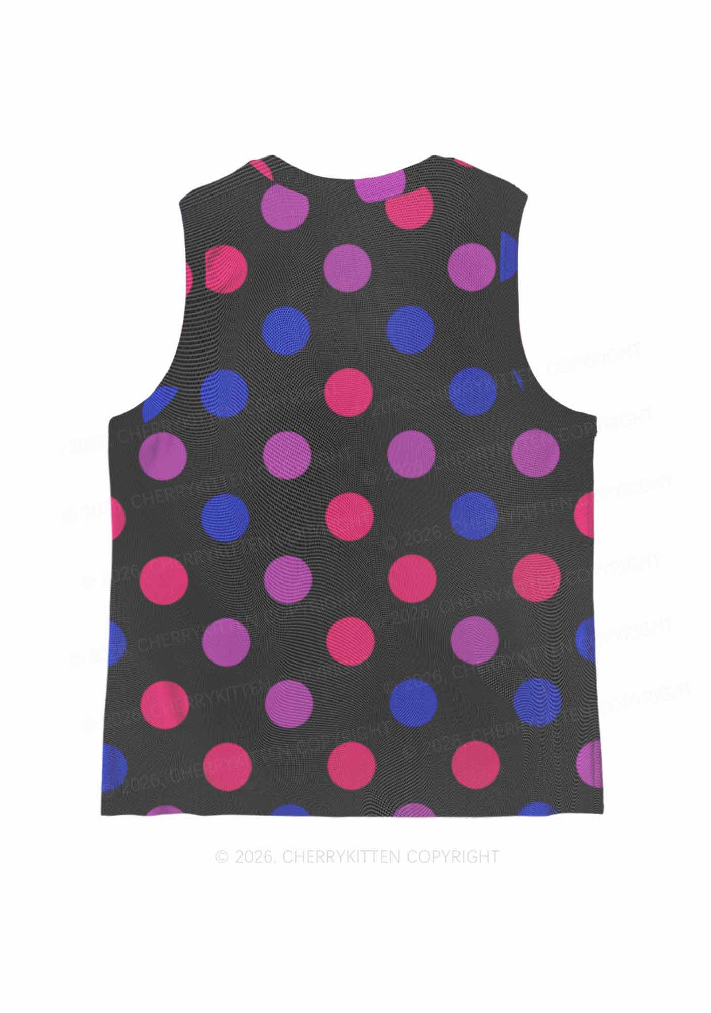 Bisexual Dots On Black Pride Y2K Mesh Muscle Tank Cherrykitten