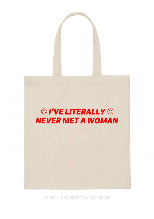 Never Met Woman Pride Y2K Canvas Tote Bag Cherrykitten