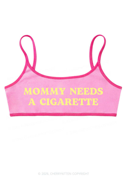 Mommy Needs A Cigarette Y2K Super Crop Cami Cherrykitten