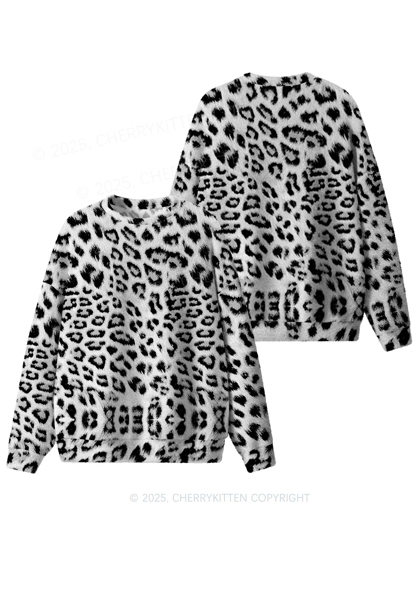 Black Leopard Y2K Christmas Knit Sweatshirt Cherrykitten