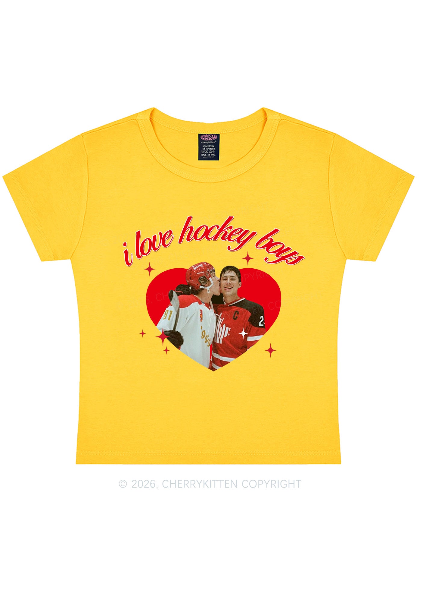 I Love Hockey Boys HR Y2K Baby Tee Cherrykitten