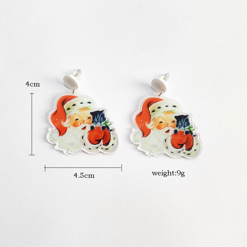 Retro Christmas Elf Deer Y2K Santa Earrings Cherrykitten