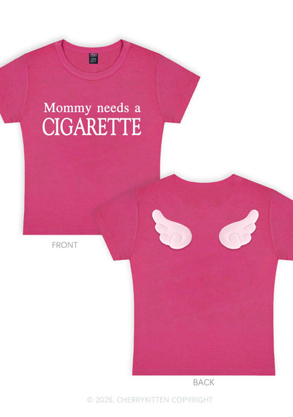 Mommy Needs A Cigarette Y2K Goth Angel Wings Baby Tee Cherrykitten