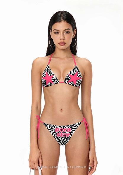 Pink Pxrn Star Y2K Print Bikini Set Cherrykitten