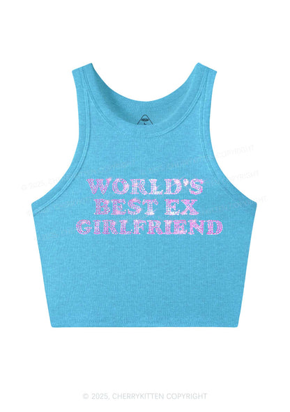 Rhinestone Best Ex Girlfriend Y2K Crop Tank Top Cherrykitten
