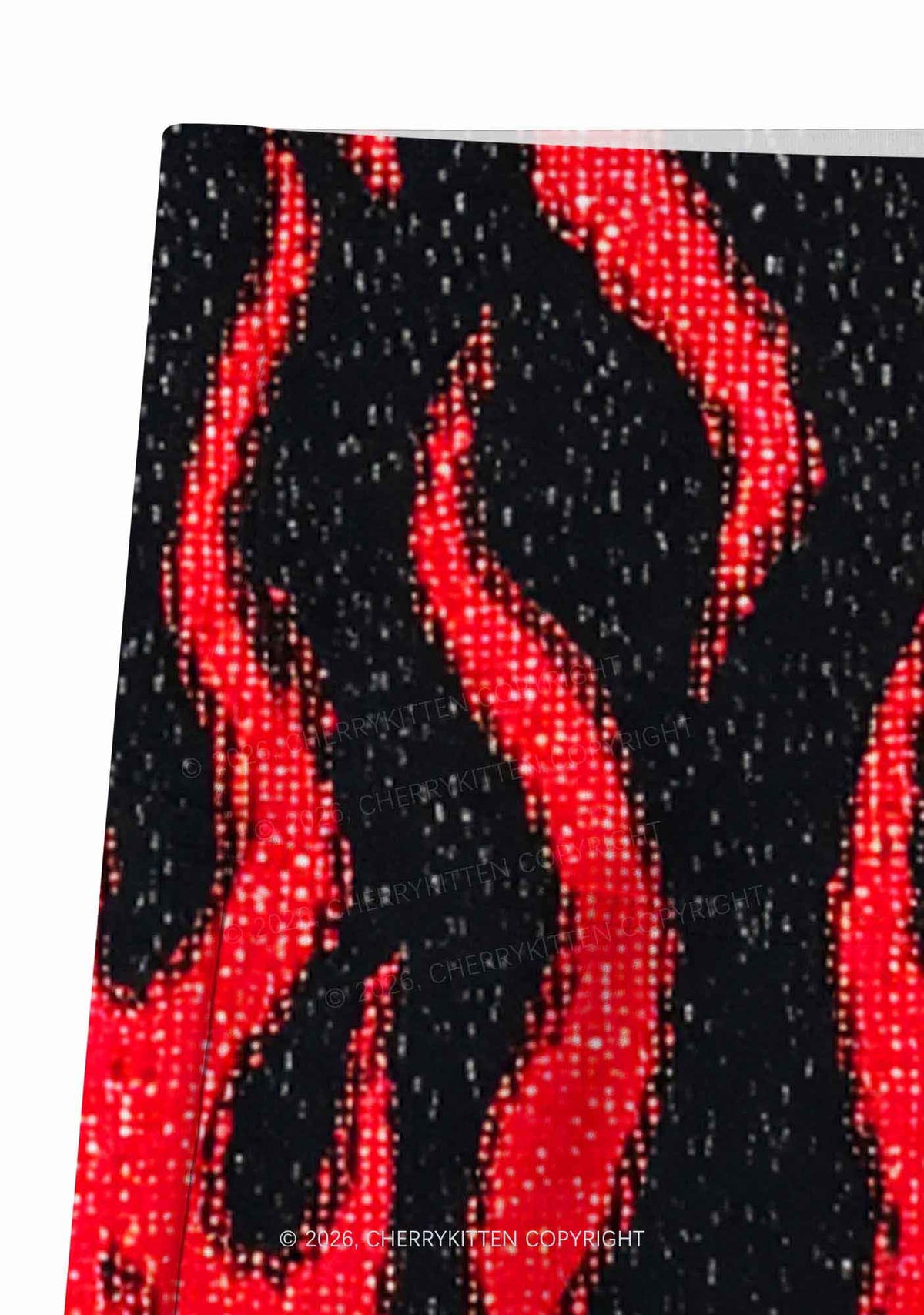 Red Flame Y2K Print Yoga Shorts Cherrykitten