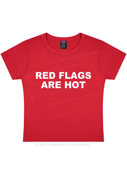 Red Flags Are Hot Y2K Baby Tee Cherrykitten