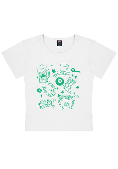 Luck Symbols St Patricks Y2K Baby Tee Cherrykitten