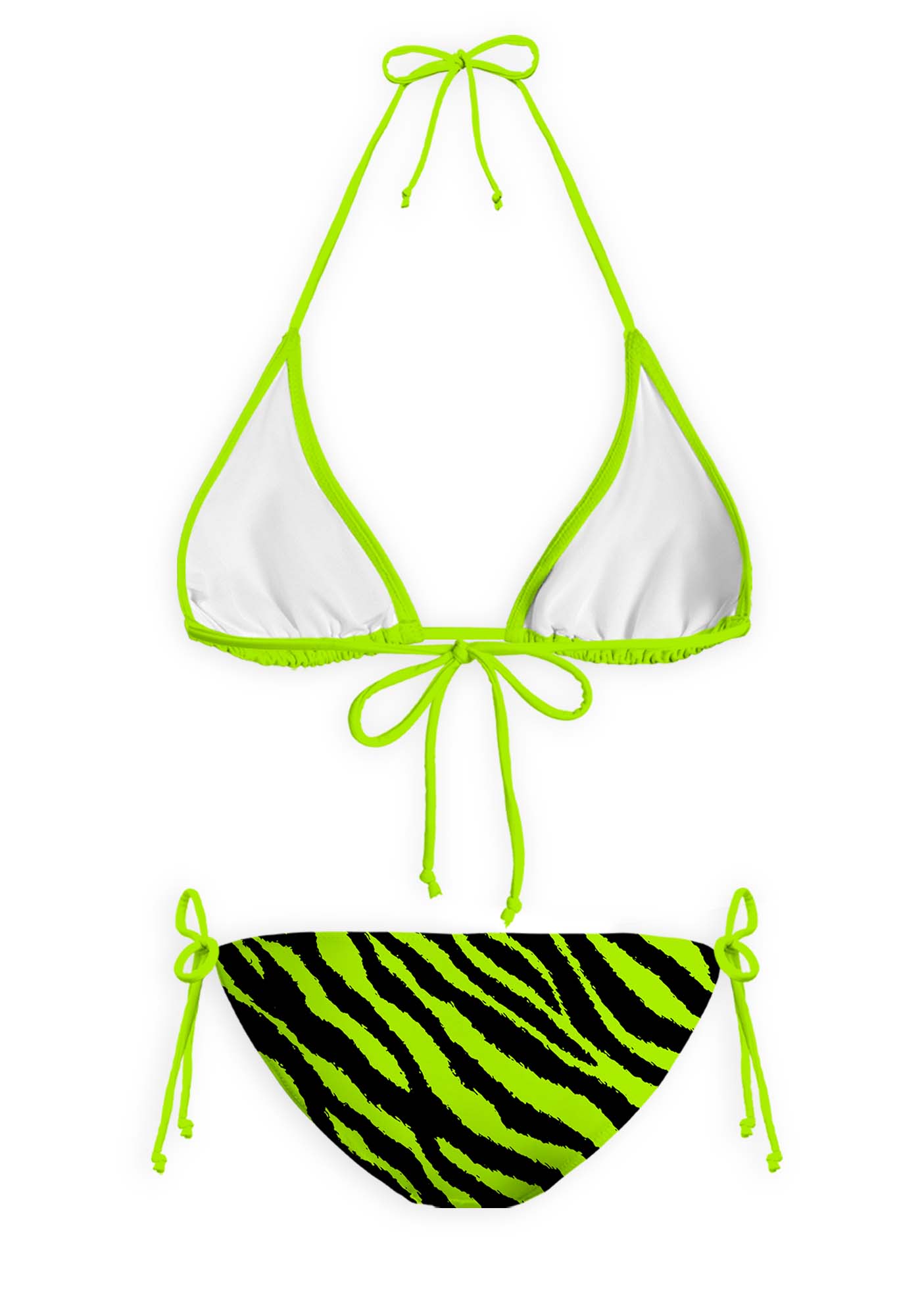 Green Zebra Y2K Print Bikini Set Cherrykitten