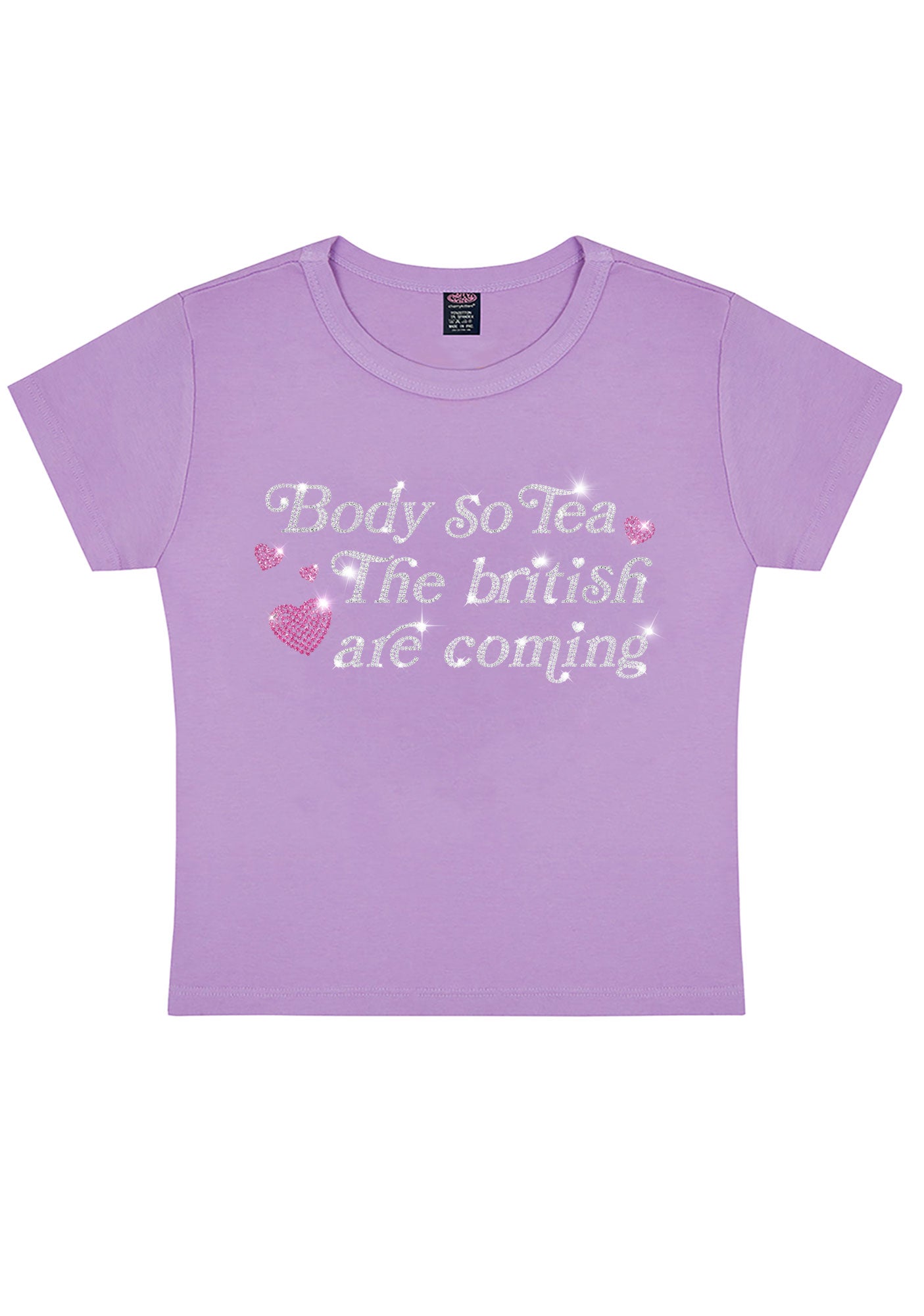 Rhinestone Body So Tea Y2K Baby Tee Cherrykitten