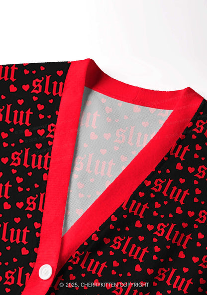 Black Slxt Y2K Christmas Cardigan Knit Sweatshirt Cherrykitten