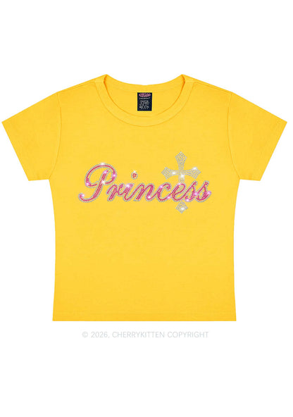 Rhinestone Princess Cross Y2K Baby Tee Cherrykitten