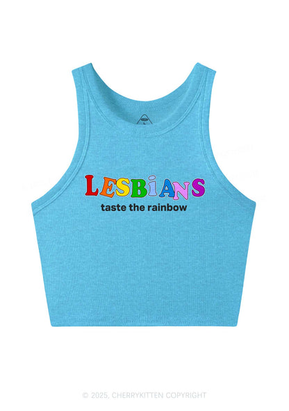 Lesbians Taste The Rainbow Y2K Crop Tank Top Cherrykitten