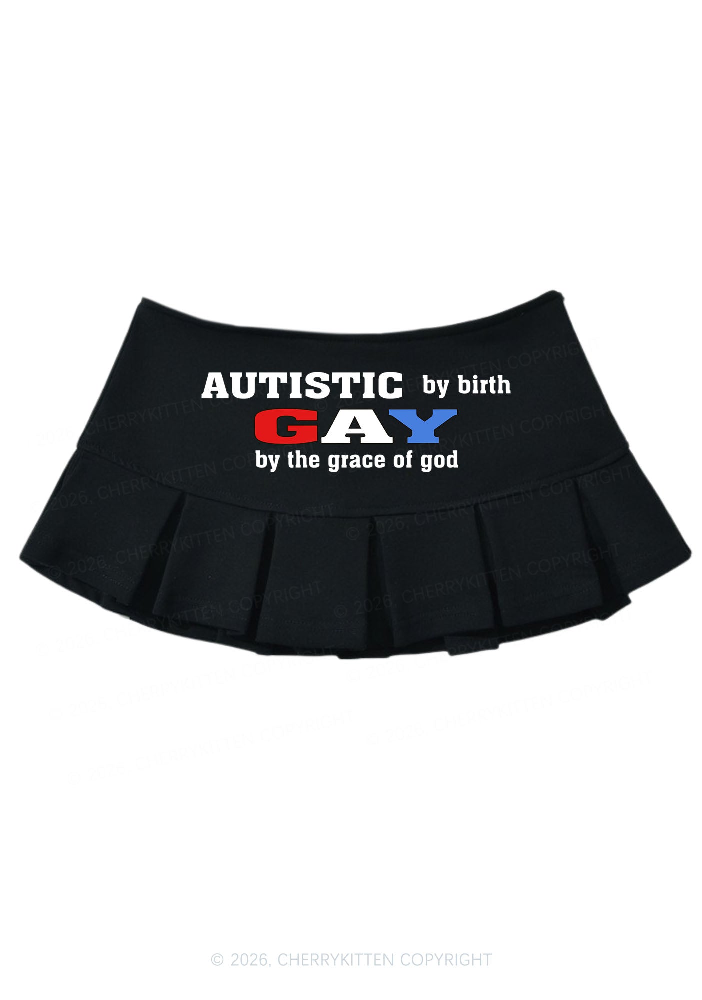 Autistic By Birth Gay Pride Y2K Mini Pleated Skirts Cherrykitten