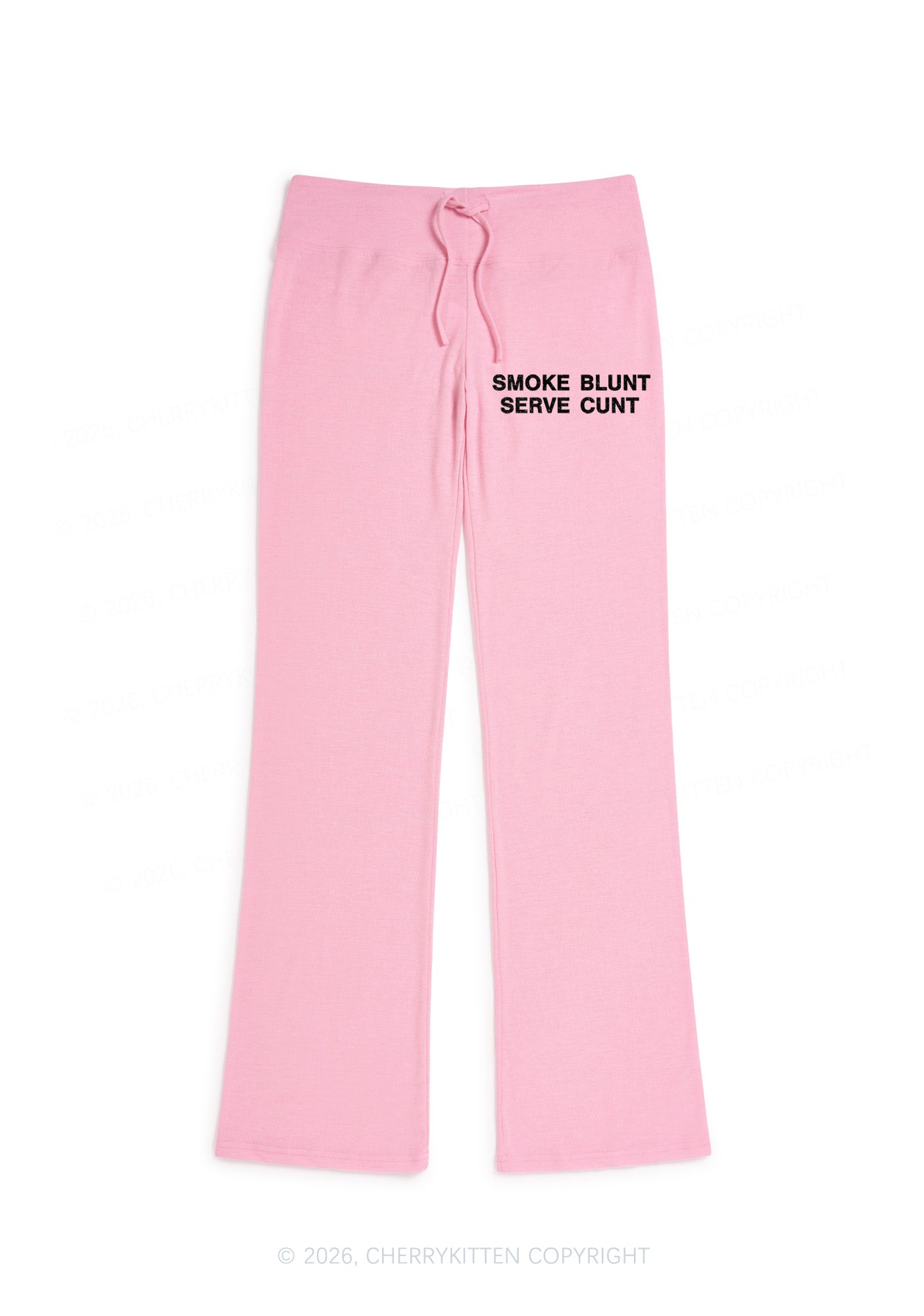 Smoke Blunt Serve Cxxt Y2K Low Rise Drawstring Flare Pants Cherrykitten