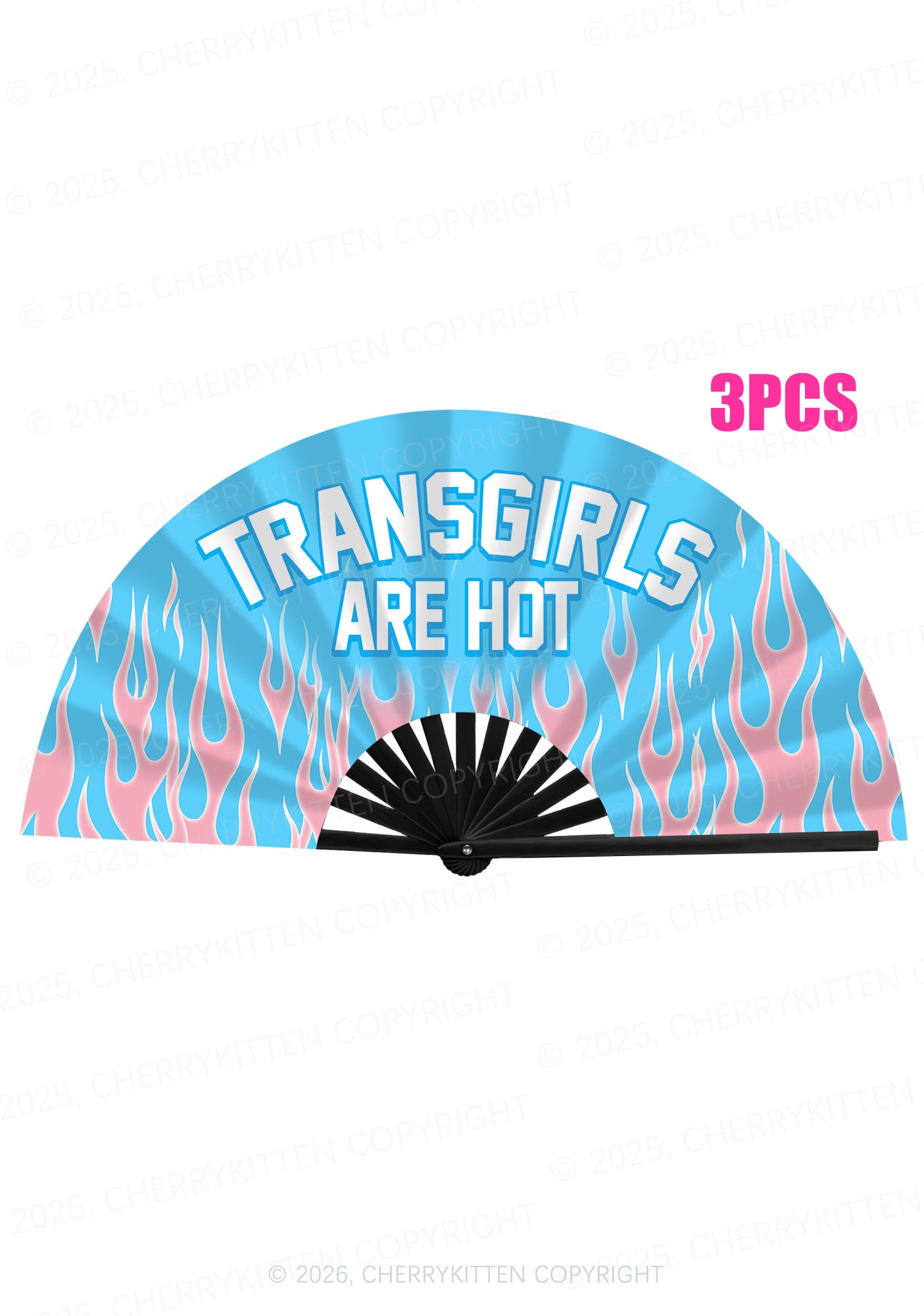 Transgirls Are Hot Pride Y2K Rave Hand Fan Cherrykitten