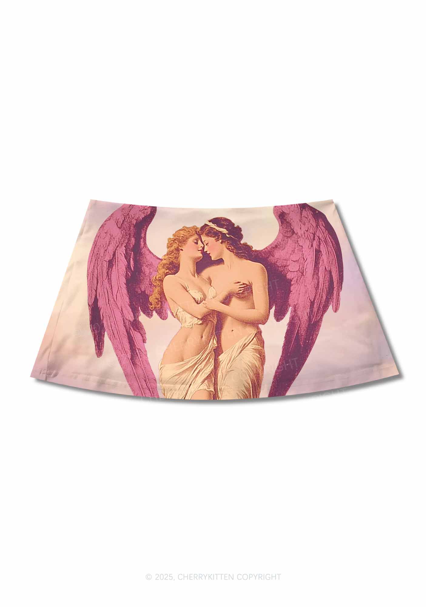 Angel Lesbians Pride Y2K Print Mini Skirt Cherrykitten