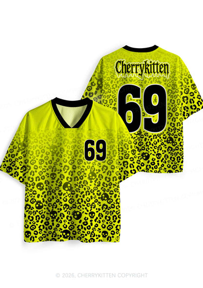 Halloween Yellow Skulls Leopard Y2K Sport Jersey Shirts Cherrykitten