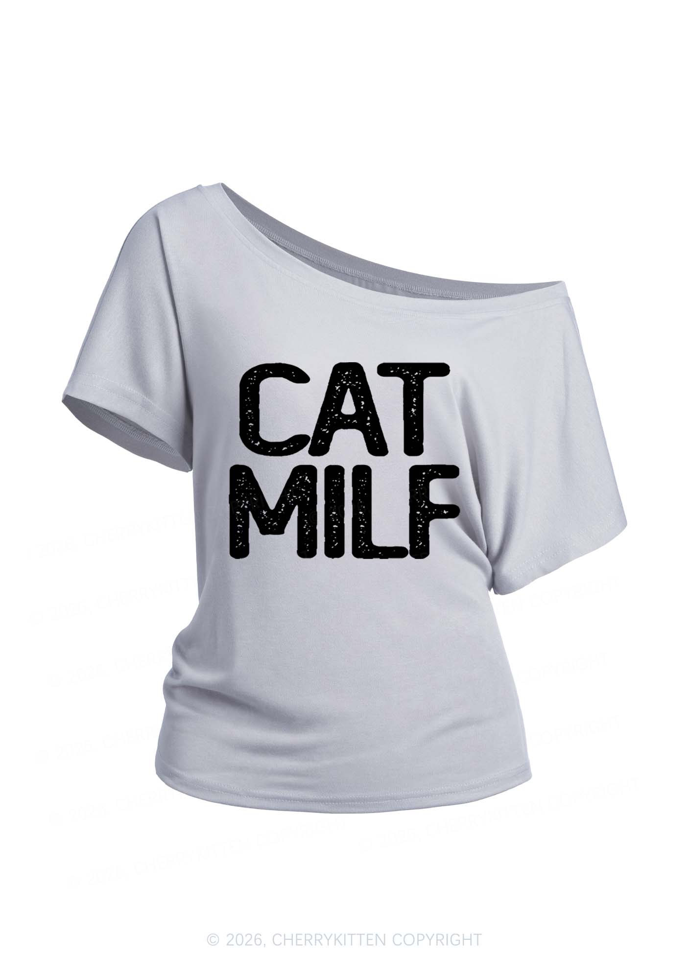 Cat Mxxf Y2K Off Shoulder Tee Cherrykitten