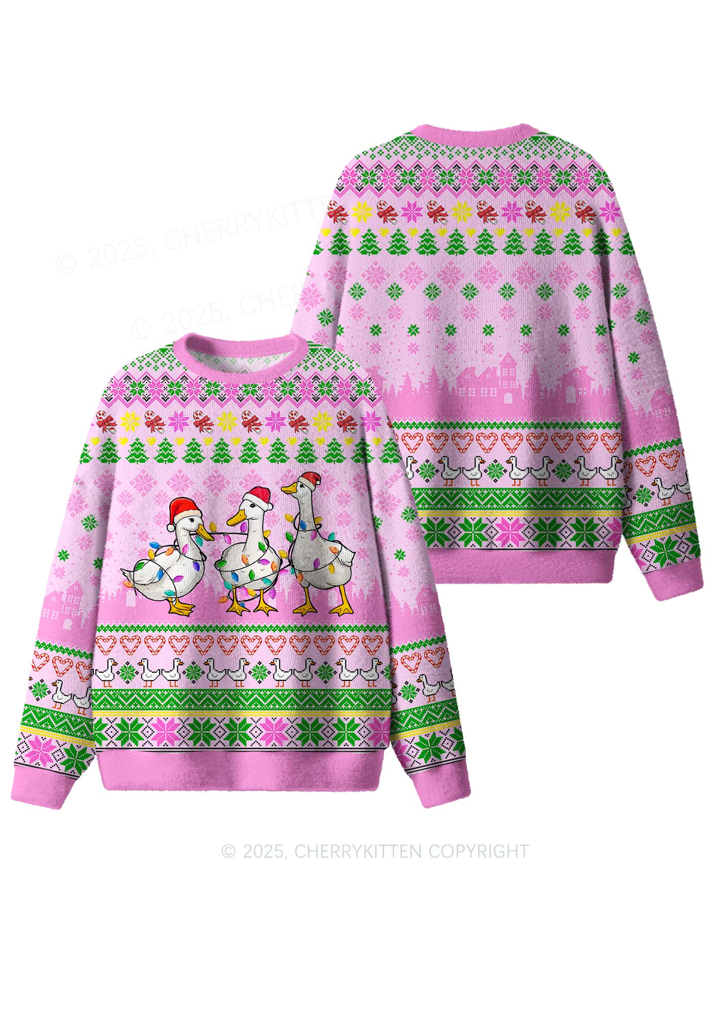 Christmas Ducks Y2K Christmas Knit Sweatshirt Cherrykitten