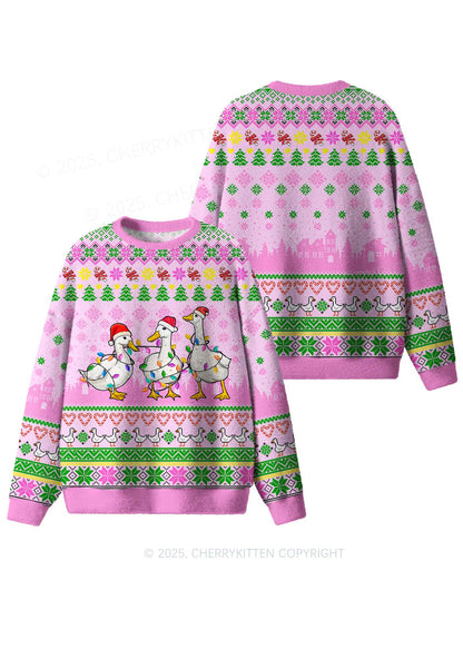 Christmas Ducks Y2K Christmas Knit Sweatshirt Cherrykitten