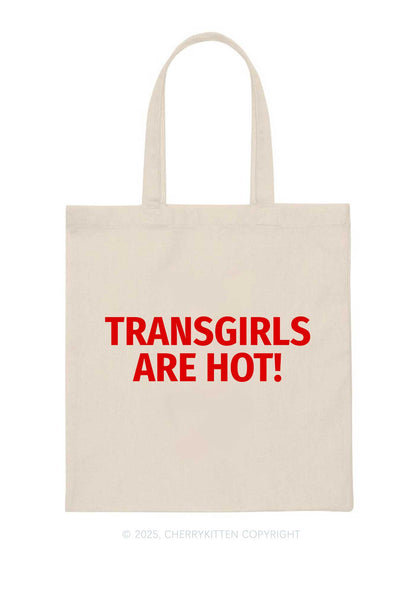 Transgirls Are Hot Pride Y2K Canvas Tote Bag Cherrykitten