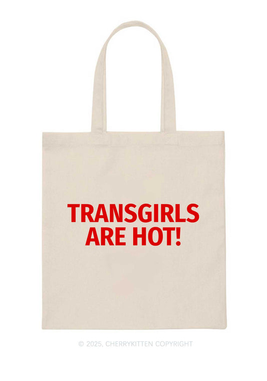 Transgirls Are Hot Pride Y2K Canvas Tote Bag Cherrykitten