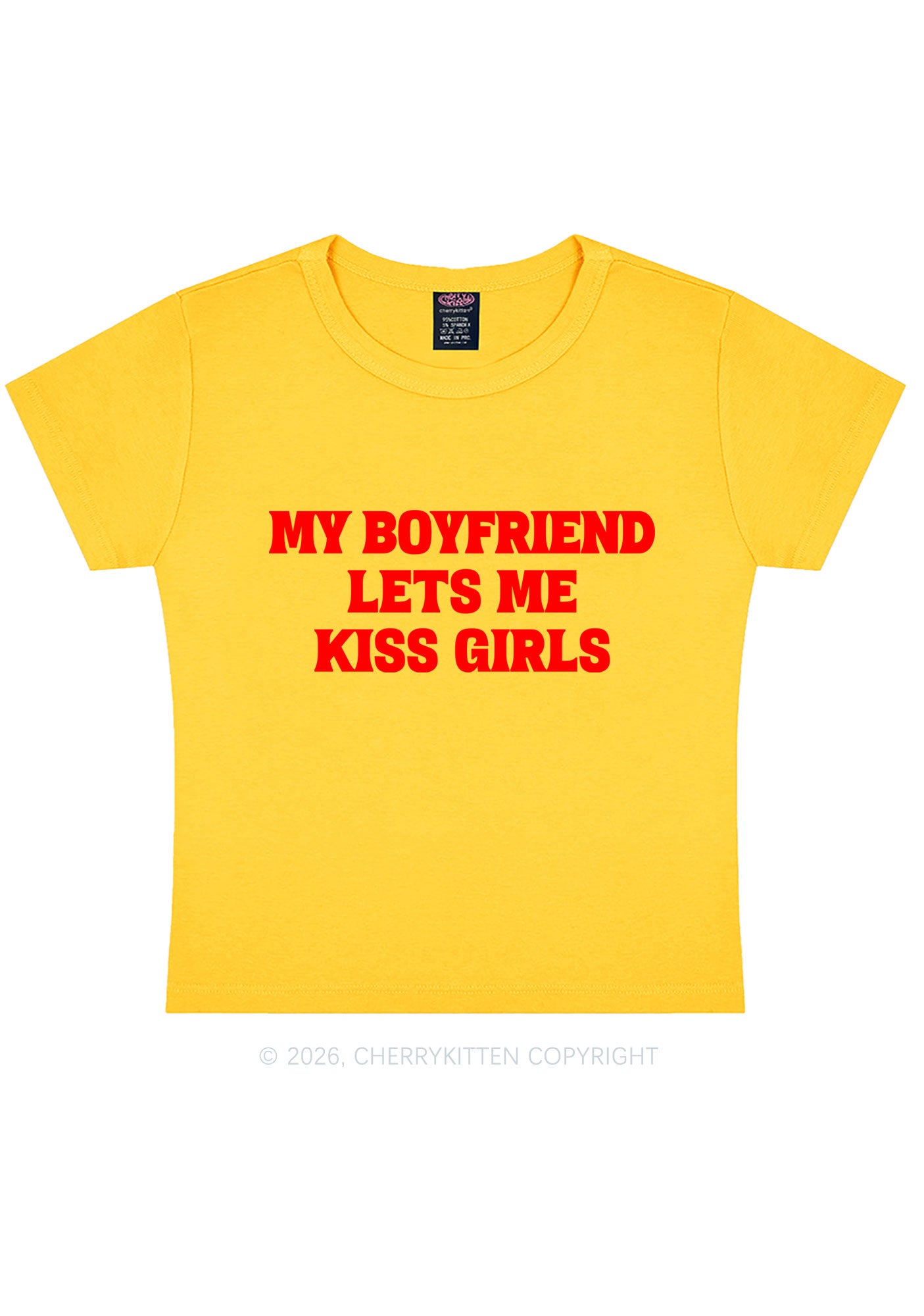 BF Lets Me Kiss Girls Y2K Baby Tee Cherrykitten