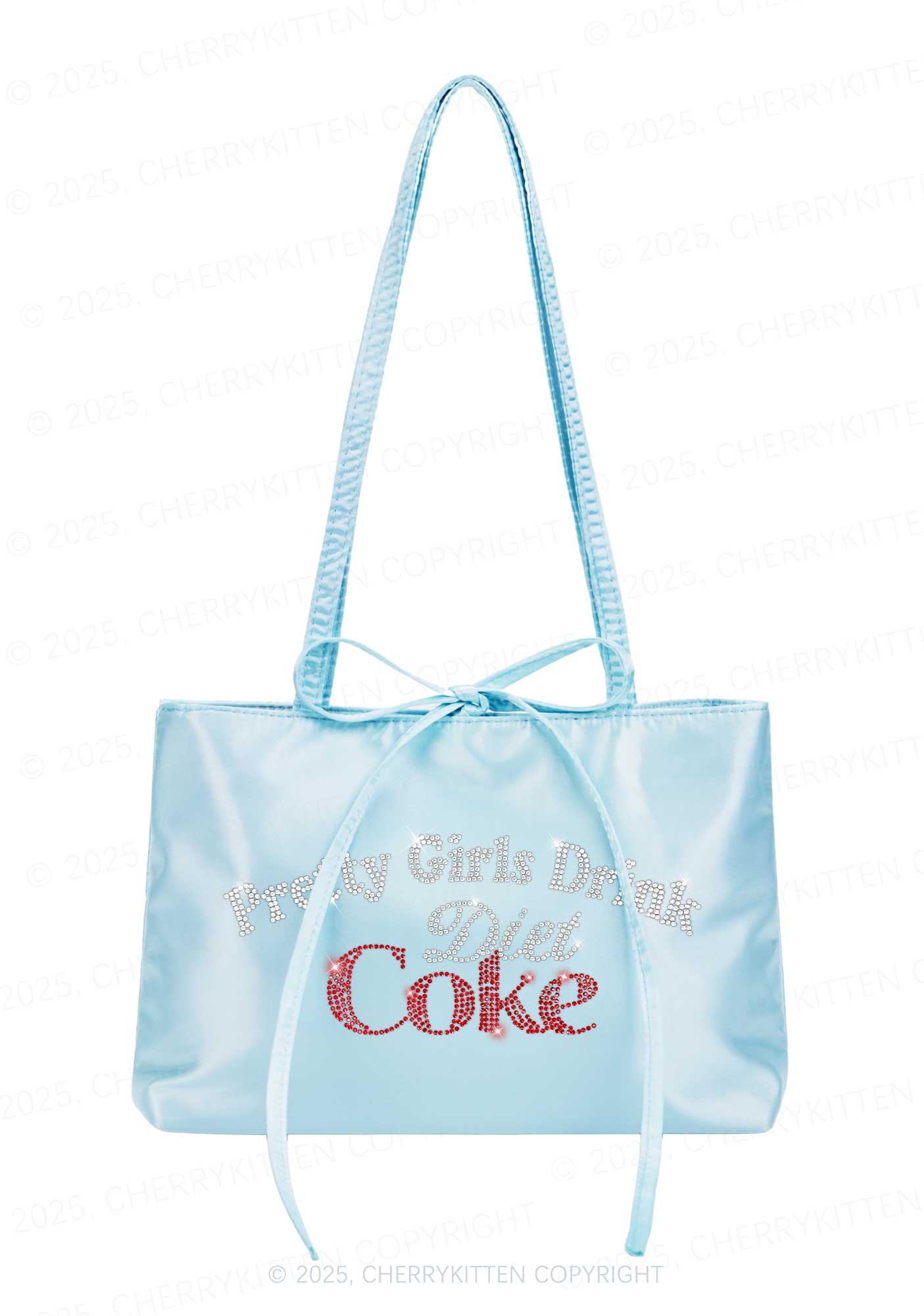 Rhinestone Pretty Girls Drink Diet Coke Y2K Satin Bags Cherrykitten
