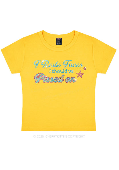 Rhinestone I Rode Faces Y2K Baby Tee Cherrykitten