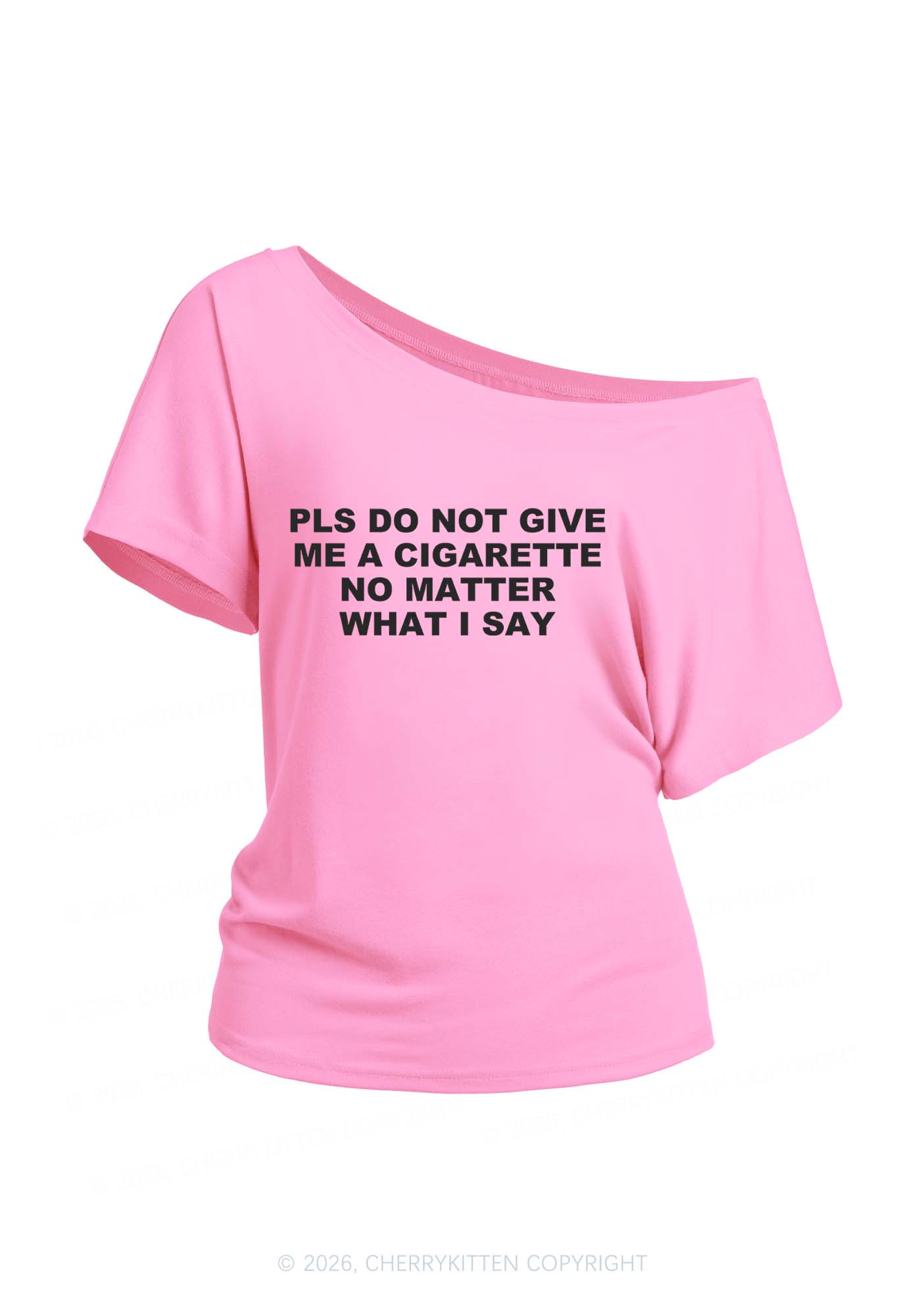 Dont Give Me Cigarette Y2K Off Shoulder Tee Cherrykitten