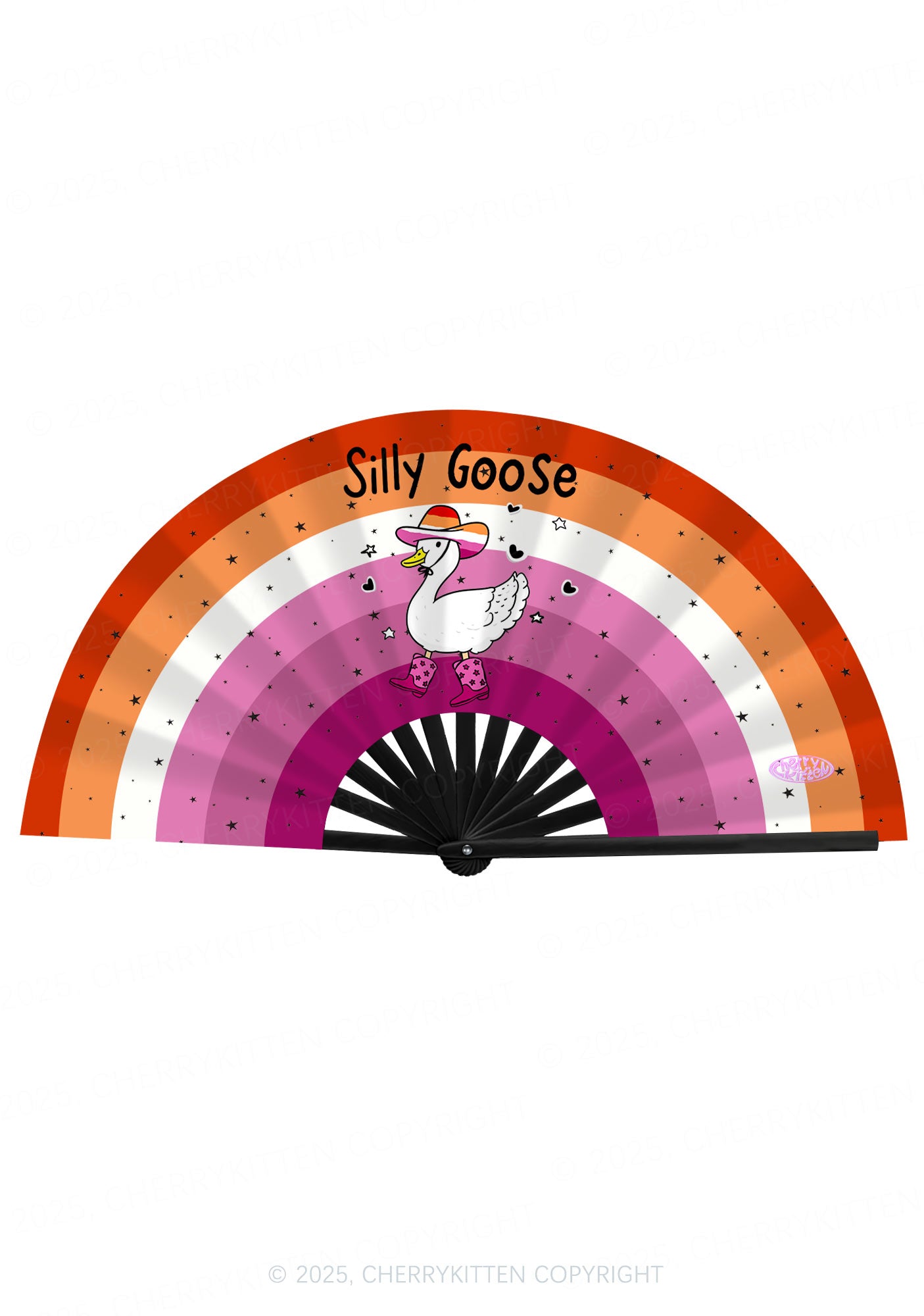 Lesbian Silly Goose Pride Y2K Rave Hand Fan Cherrykitten