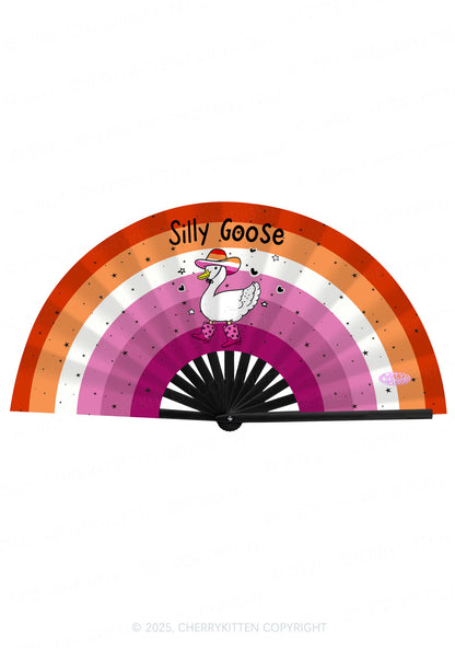 Lesbian Silly Goose Pride Y2K Rave Hand Fan Cherrykitten