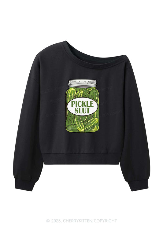 Pickle Slxt Y2K Off Shoulder Sweatshirts Cherrykitten