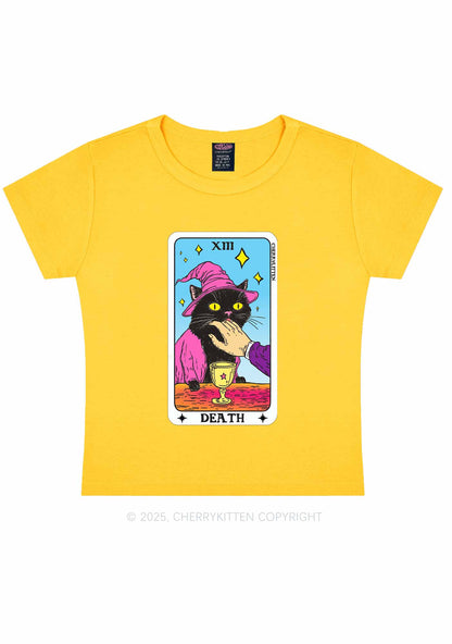 Halloween Death Black Cat Y2K Baby Tee Cherrykitten