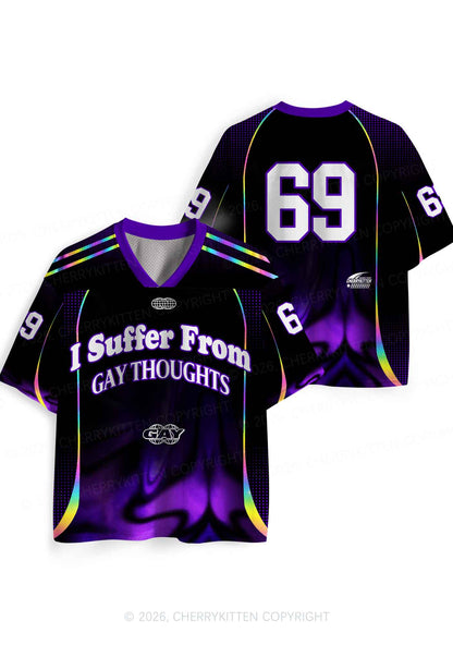Purple Suffer From Gay Thoughts Pride Y2K Sport Jersey Shirts Cherrykitten