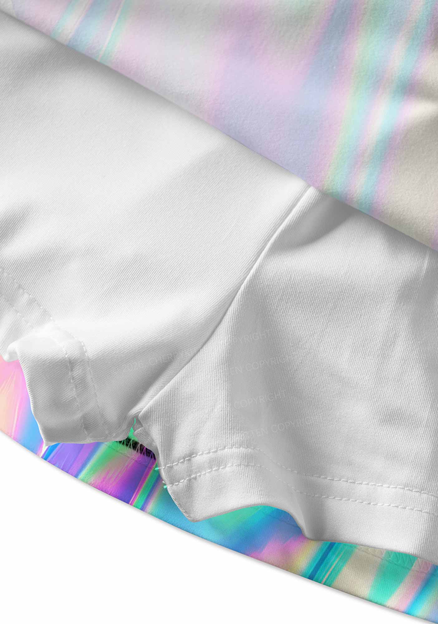 Holographic Iridescent Swirl Y2K Print Mini Skirt Cherrykitten