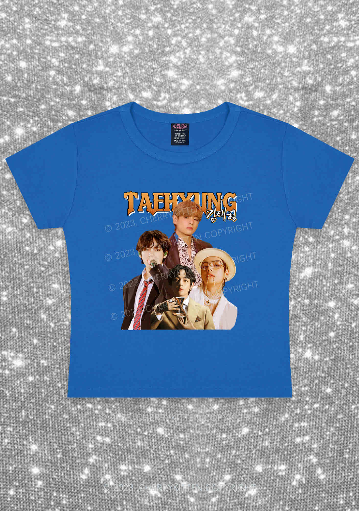 Korean Singer Taehyung Kpop Y2K Baby Tee Cherrykitten