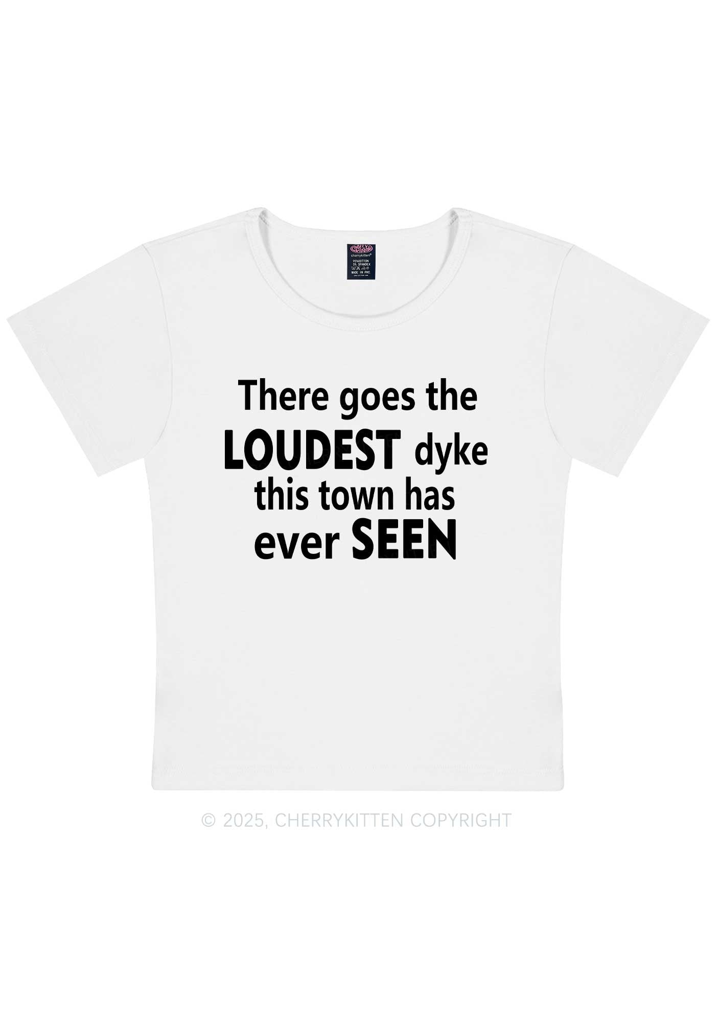 The Loudest Dyke Y2K Baby Tee Cherrykitten