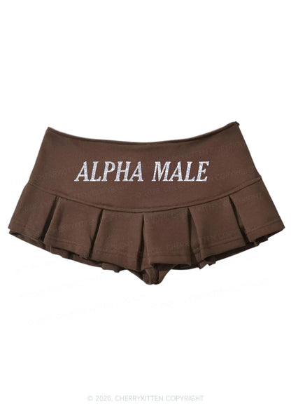 Glitter Alpha Male Y2K Mini Pleated Skirts Cherrykitten