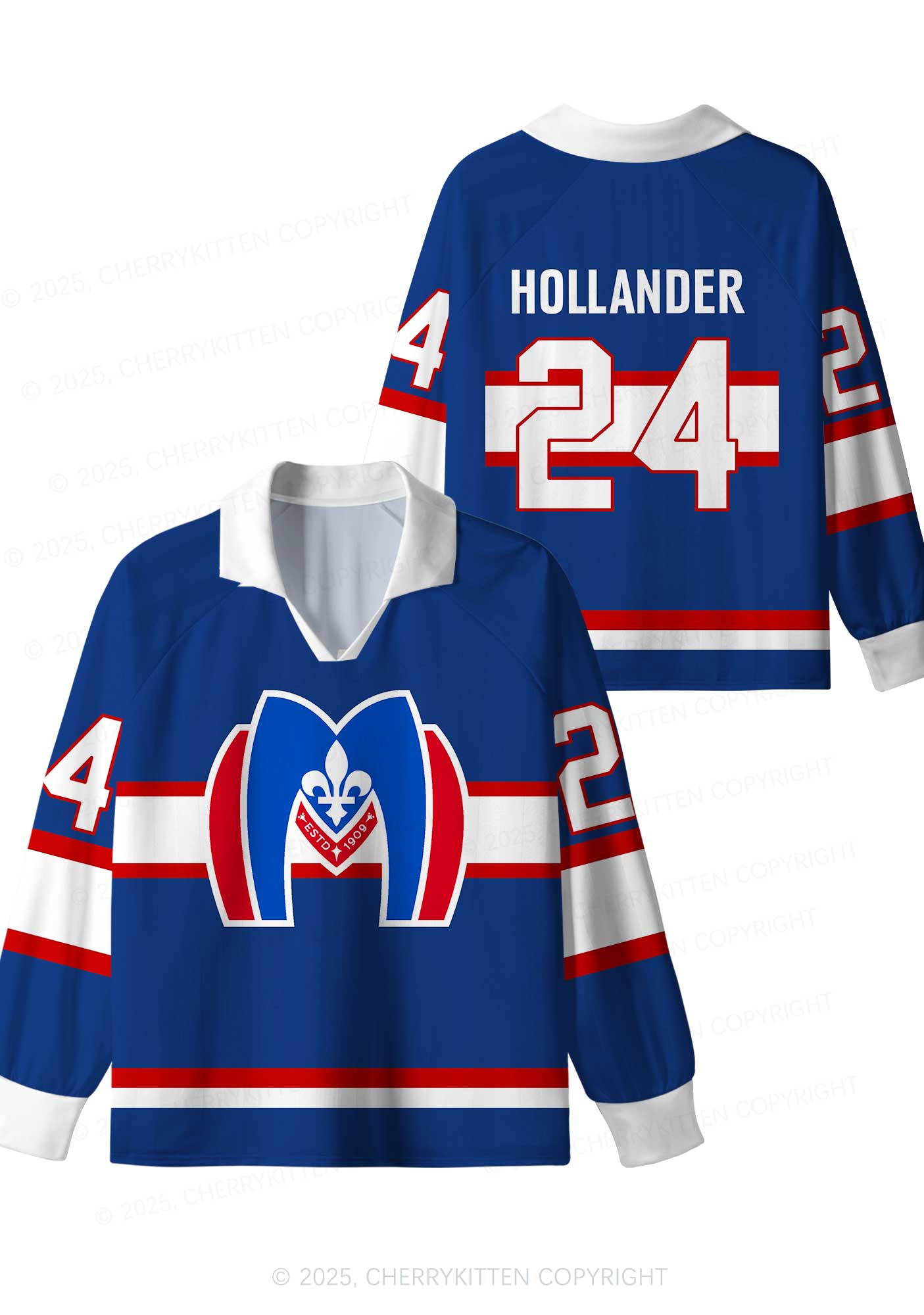 Blue Hockey HR Y2K Long Sleeve Sport Jersey Shirts Cherrykitten