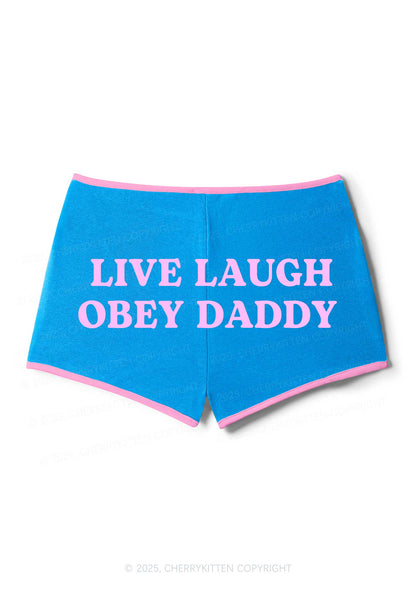 Live Laugh Obey Daddy Y2K Booty Shorts Cherrykitten