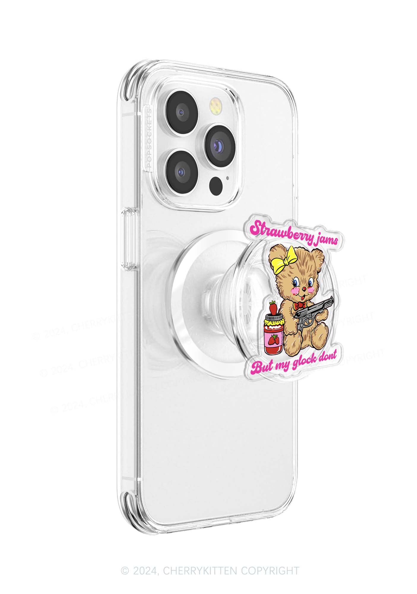 Strawberry Jams Bear Y2K Magnetic Phone Grip Holder Cherrykitten