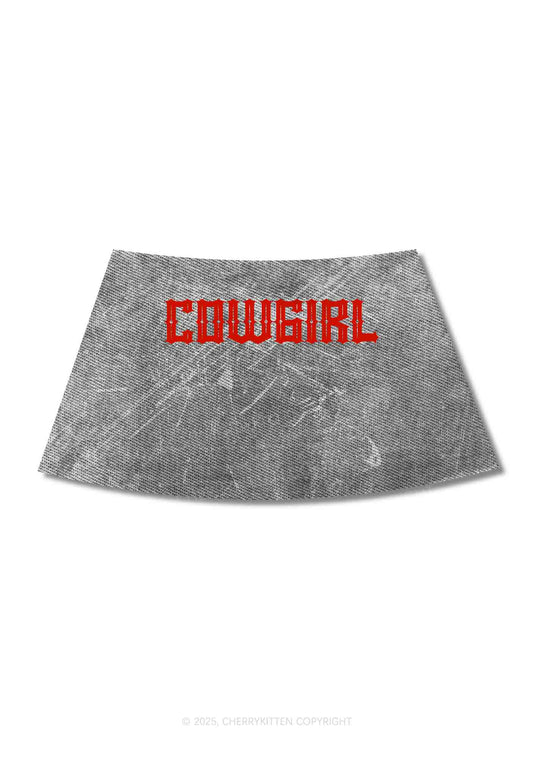 Vintage Cowgirl Y2K Print Mini Skirt Cherrykitten