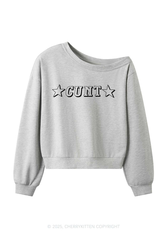 Star Count Y2K Off Shoulder Sweatshirts Cherrykitten