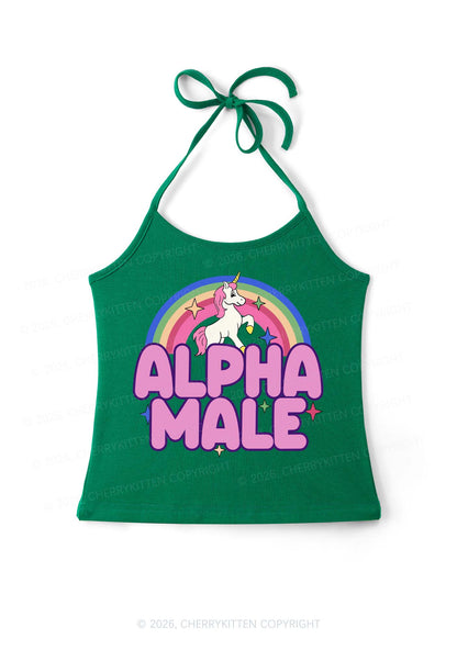 Rainbow Unicorn Alpha Male Y2K Halter Neck Cami Cherrykitten